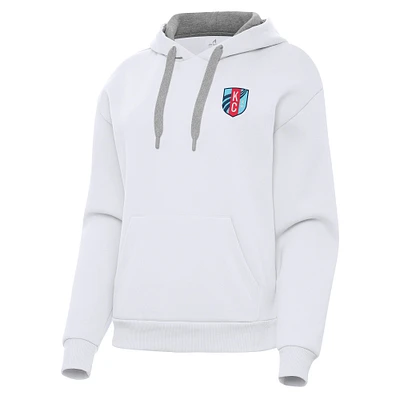 Women's Antigua White Kansas City Current Victory Pullover Hoodie