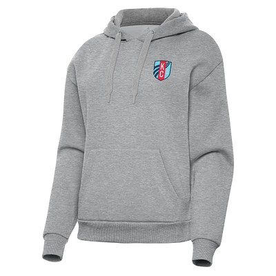 Women's Antigua Heather Gray Kansas City Current Victory Pullover Hoodie