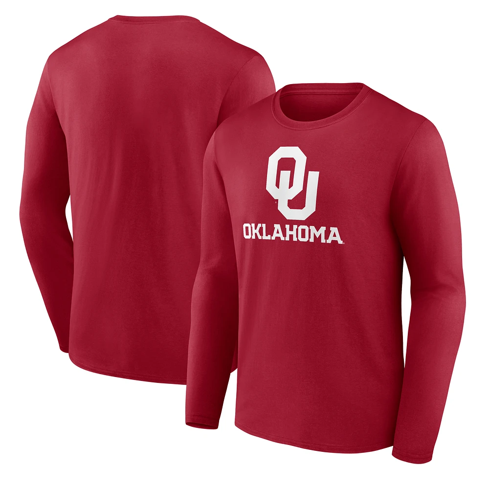 Men's Fanatics Crimson Oklahoma Sooners Team Lockup Long Sleeve T-Shirt