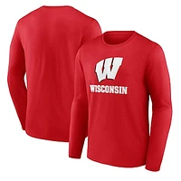 Men's Fanatics Red Wisconsin Badgers Team Lockup Long Sleeve T-Shirt