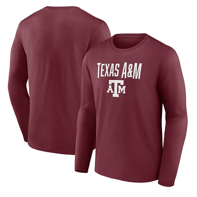 Men's Maroon Texas A&M Aggies Evergreen Cotton Team Lockup Long Sleeve T-Shirt