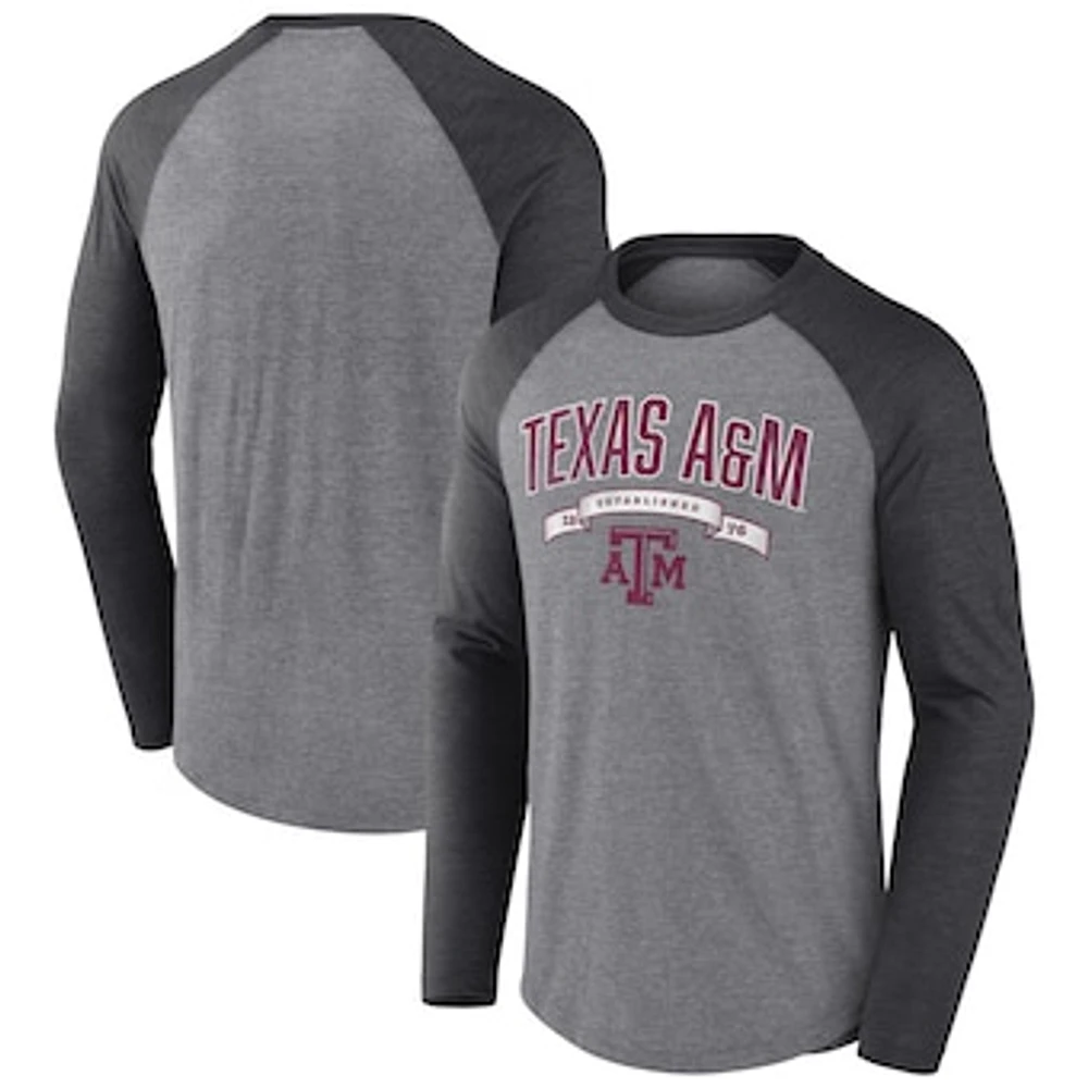 Men's Fanatics Gray Texas A&M Aggies Banner Year Tri-Blend Raglan Long Sleeve T-Shirt