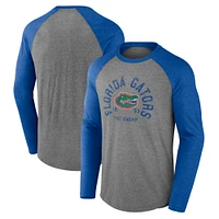 Men's Fanatics Gray Florida Gators Ball Drop Tri-Blend Raglan Long Sleeve T-Shirt