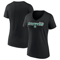 Women's Fanatics Black New York Liberty 2024 WNBA Finals Champions V-Neck T-Shirt