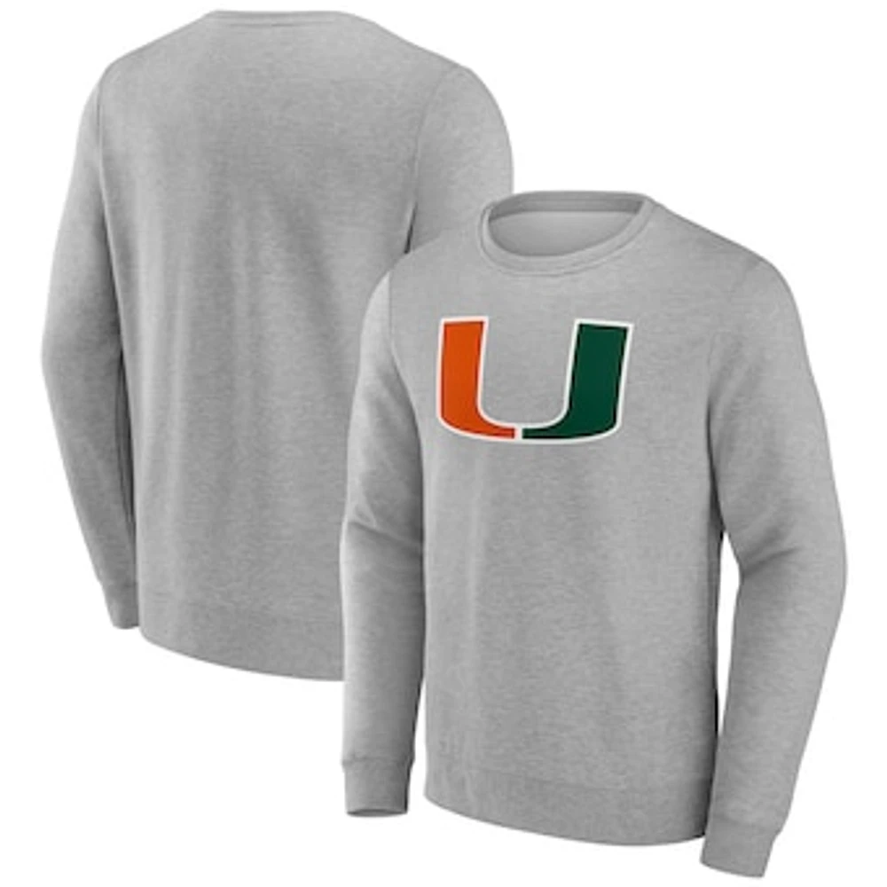 Men's Fanatics Gray Miami Hurricanes Fleece Pullover Sweatshirt