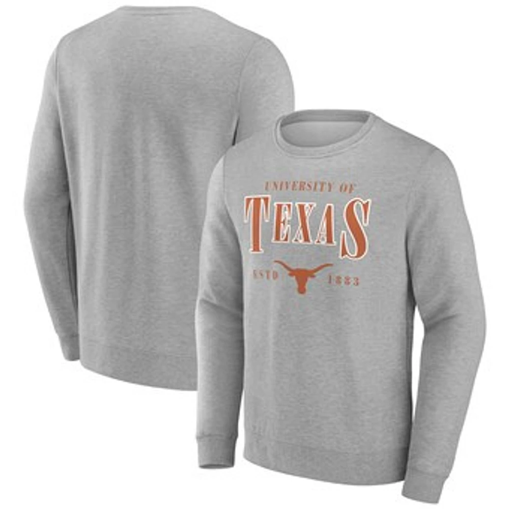 Men's Fanatics Gray Texas Longhorns True Classics Act Fast Fleece Pullover Sweatshirt