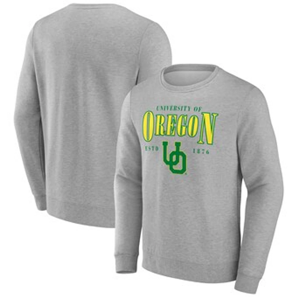 Men's Fanatics Gray Oregon Ducks True Classics Act Fast Fleece Pullover Sweatshirt