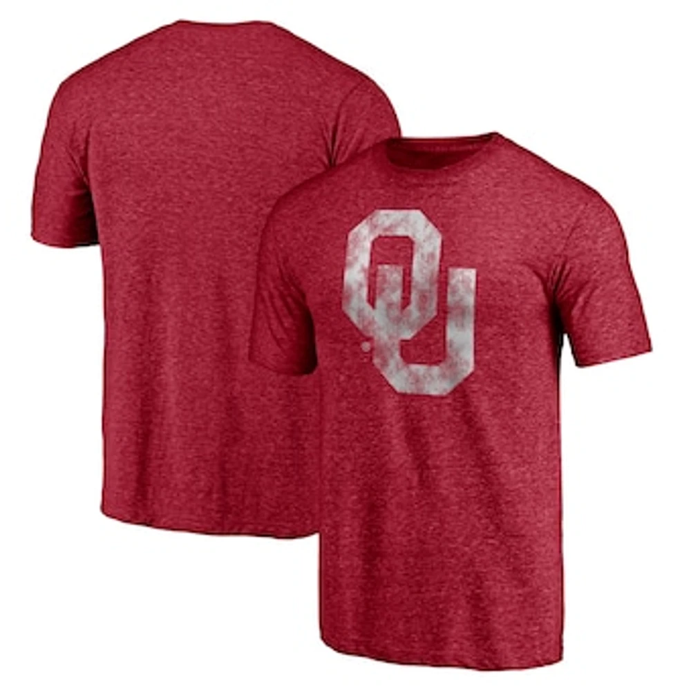 Men's Fanatics Crimson Oklahoma Sooners Primary Logo Tri-Blend T-Shirt