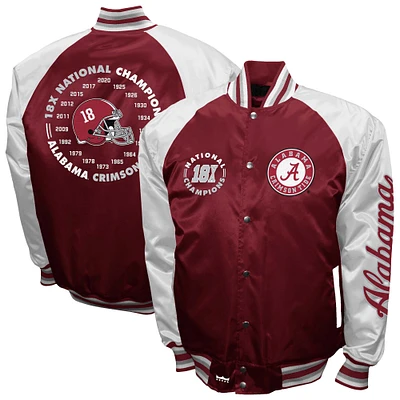Men's Franchise Club Crimson Alabama Tide Satin Full-Snap Jacket