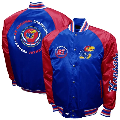 Men's Franchise Club Royal Kansas Jayhawks Satin Full-Snap Jacket