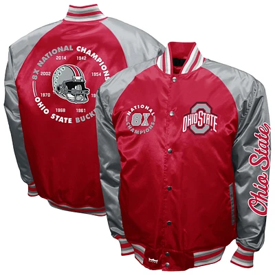 Men's Franchise Club Scarlet Ohio State Buckeyes Satin Full-Snap Jacket