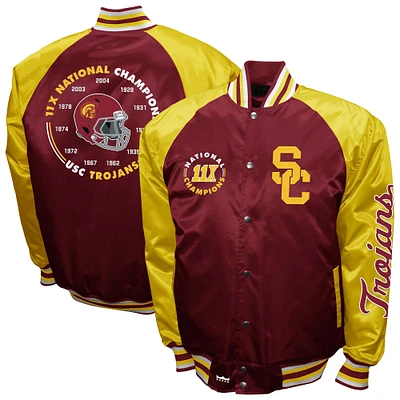 Men's Franchise Club Cardinal USC Trojans Satin Full-Snap Jacket