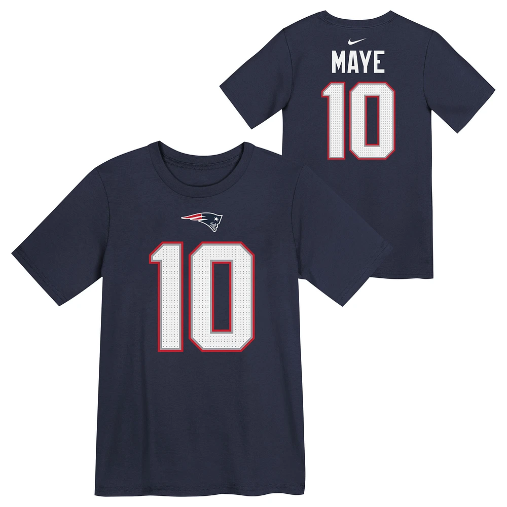 Preschool Nike Drake Maye Navy New England Patriots Player Name & Number T-Shirt