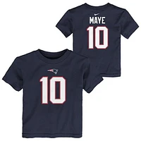 Toddler Nike Drake Maye Navy New England Patriots Player Name & Number T-Shirt