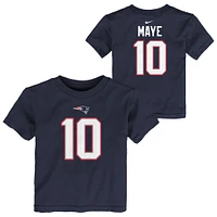 Toddler Nike Drake Maye Navy New England Patriots Player Name & Number T-Shirt