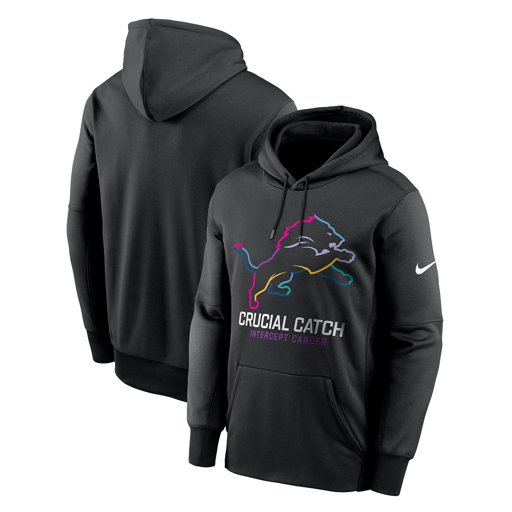 Men's Nike Black Detroit Lions 2024 NFL Crucial Catch Performance Pullover Hoodie