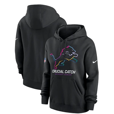 Women's Nike Black Detroit Lions 2024 NFL Crucial Catch Performance Pullover Hoodie