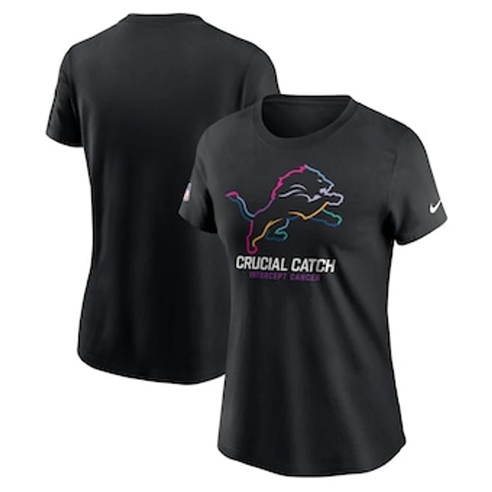 Women's Nike Black Detroit Lions 2024 NFL Crucial Catch Club T-Shirt