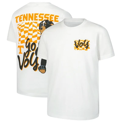 Youth White Tennessee Volunteers Mascot Checkerboard Premium Hyperlocal T-Shirt