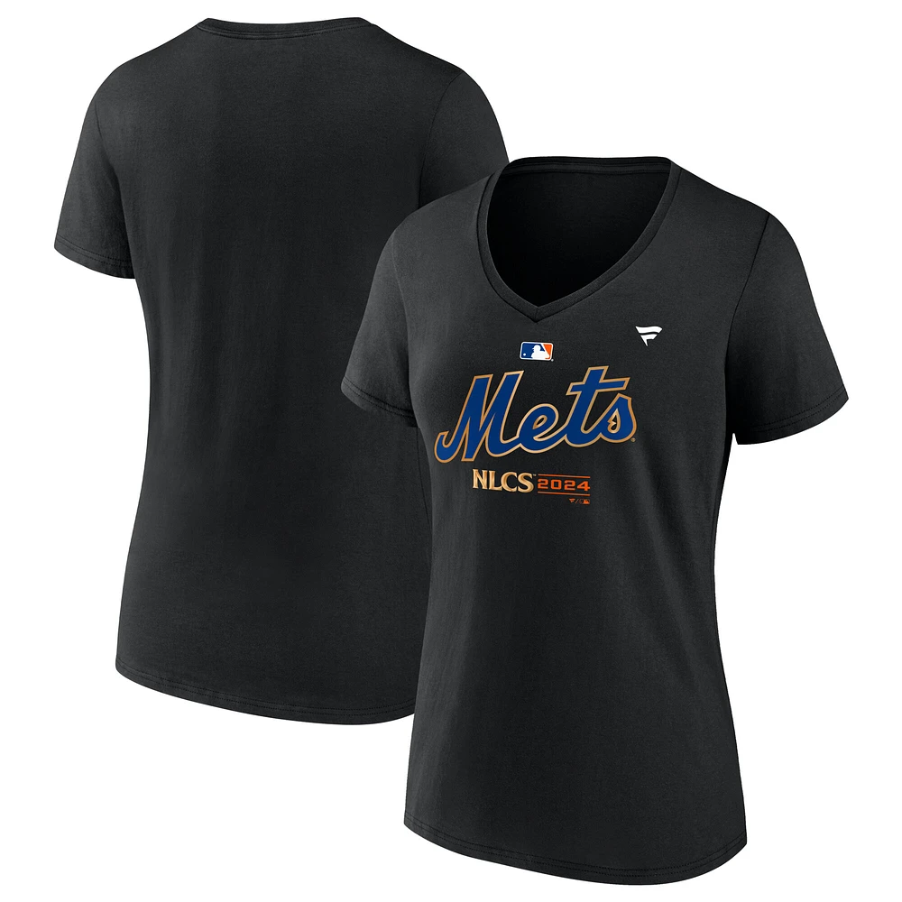 Women's Fanatics Black New York Mets 2024 National League Division Series Champions Locker Room V-Neck T-Shirt