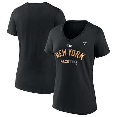 Women's Fanatics Black New York Yankees 2024 American League Division Series Champions Locker Room V-Neck T-Shirt