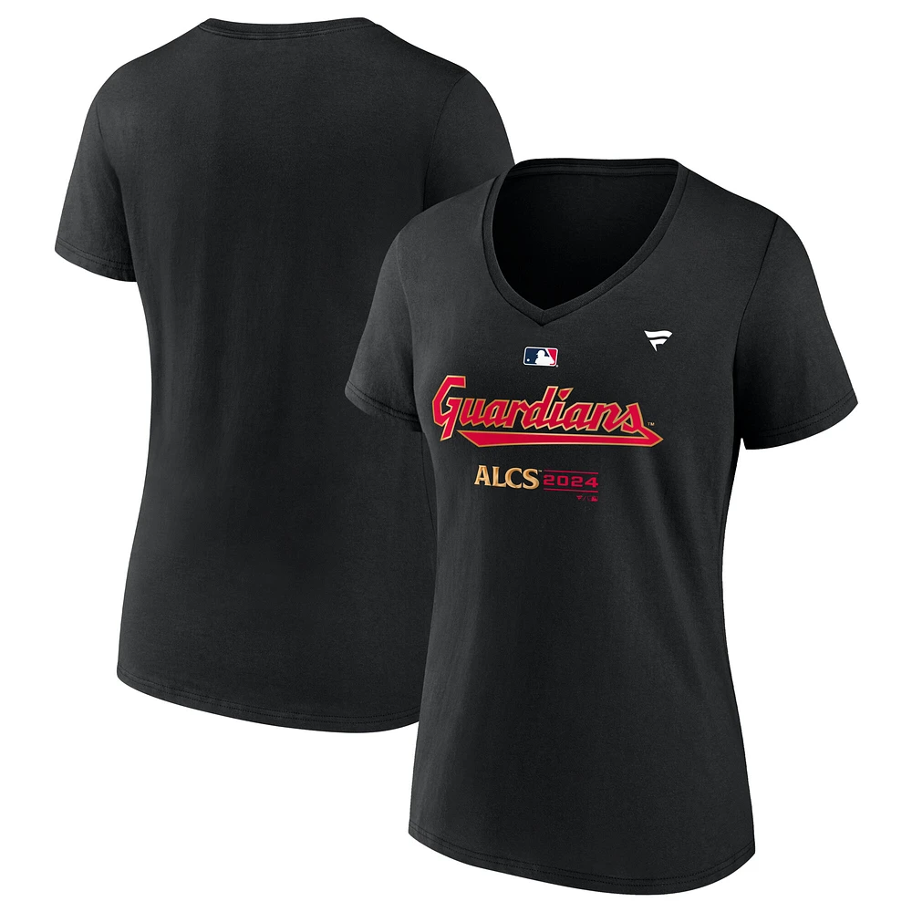 Women's Fanatics Black Cleveland Guardians 2024 American League Division Series Champions Locker Room V-Neck T-Shirt