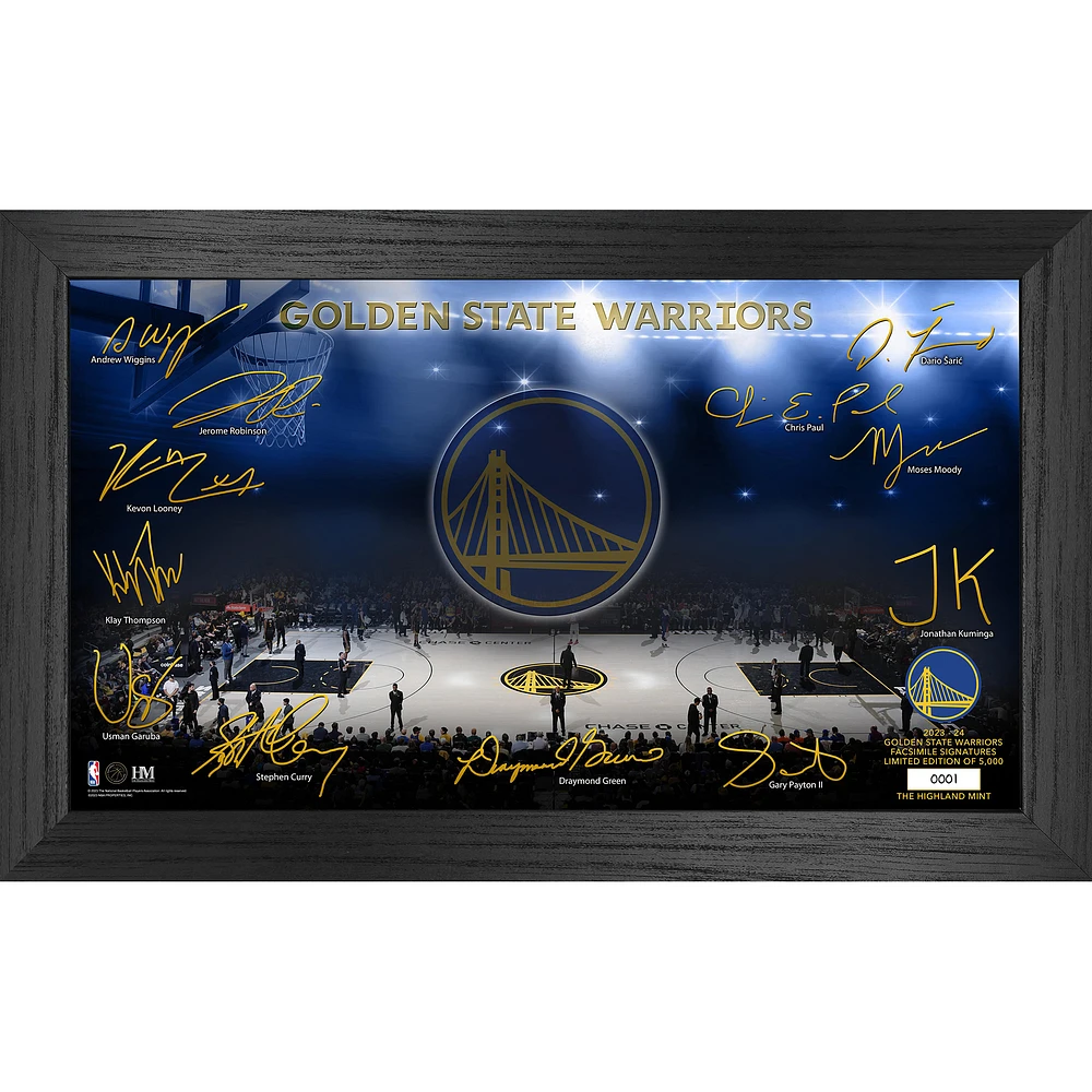 Highland Mint Golden State Warriors 12" x 20" Framed 2023/24 Signature Court Photo