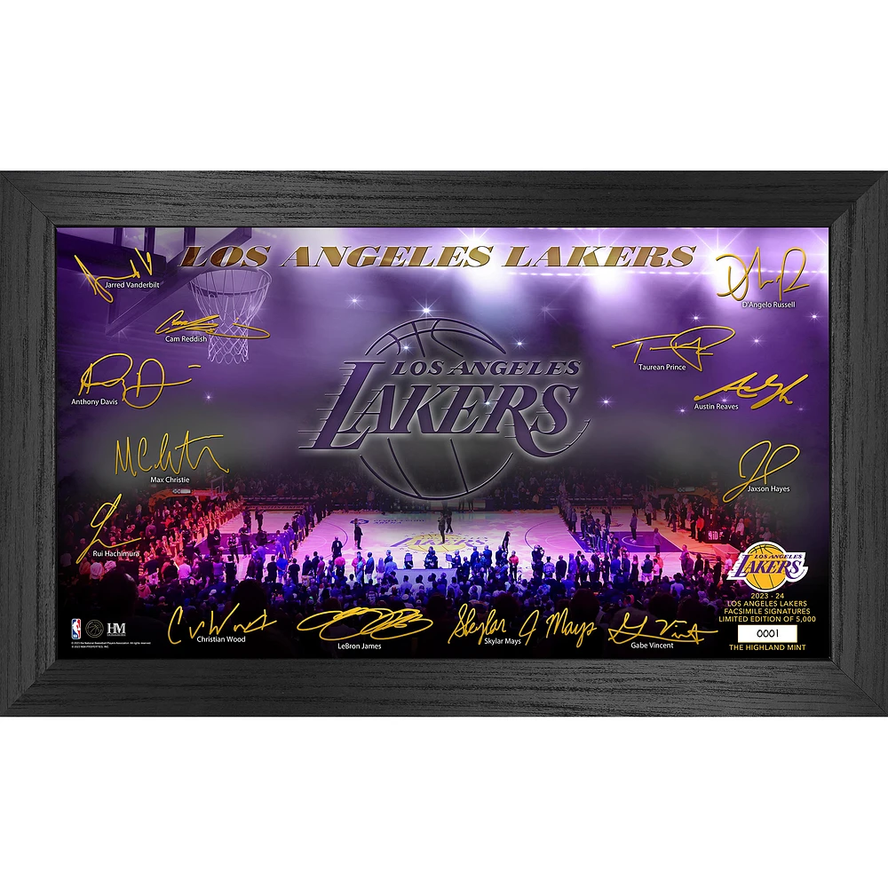 Highland Mint Los Angeles Lakers 12" x 20" Framed 2023/24 Signature Court Photo