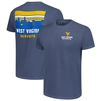 Men's Navy West Virginia Mountaineers Striped Campus Skyline T-Shirt