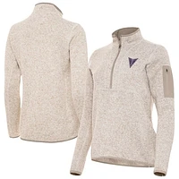 Women's Antigua Oatmeal Golden State Valkyries Fortune Half-Zip Pullover Jacket