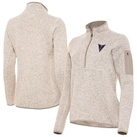 Women's Antigua Oatmeal Golden State Valkyries Fortune Half-Zip Pullover Jacket