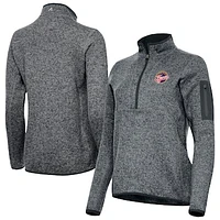 Women's Antigua Heather Gray Indiana Fever Fortune Half-Zip Pullover Jacket