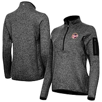 Women's Antigua Heather Black Indiana Fever Fortune Half-Zip Pullover Jacket