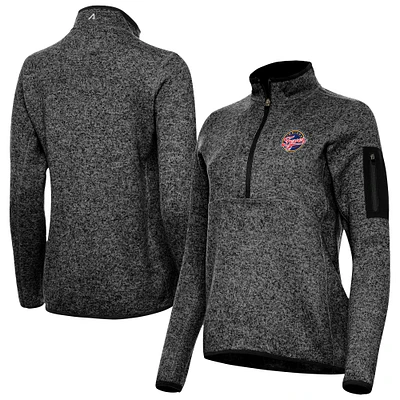 Women's Antigua Heather Black Indiana Fever Fortune Half-Zip Pullover Jacket