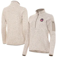 Women's Antigua Oatmeal Indiana Fever Fortune Half-Zip Pullover Jacket