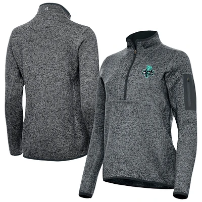Women's Antigua Heather New York Liberty Fortune Half-Zip Pullover Jacket