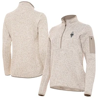 Women's Antigua Oatmeal Las Vegas Aces Fortune Half-Zip Pullover Jacket