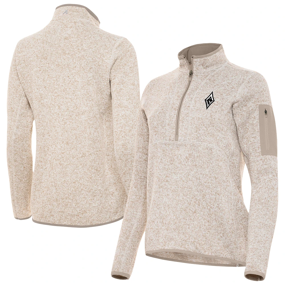 Women's Antigua Oatmeal Las Vegas Aces Fortune Half-Zip Pullover Jacket