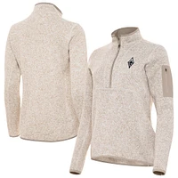 Women's Antigua Oatmeal Las Vegas Aces Fortune Half-Zip Pullover Jacket