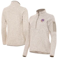 Women's Antigua Oatmeal Los Angeles Sparks Fortune Half-Zip Pullover Jacket