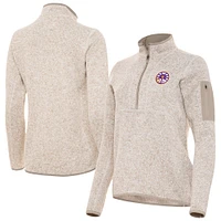 Women's Antigua Oatmeal Los Angeles Sparks Fortune Half-Zip Pullover Jacket