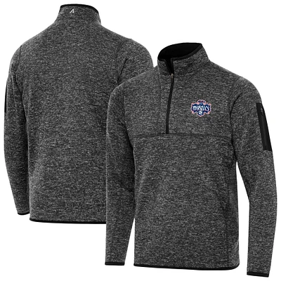 Men's Antigua Heather Black Washington Mystics Big & Tall Fortune Quarter-Zip Pullover Jacket