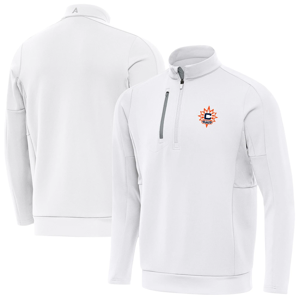 Men's Antigua White Connecticut Sun Generation Quarter-Zip Pullover Top