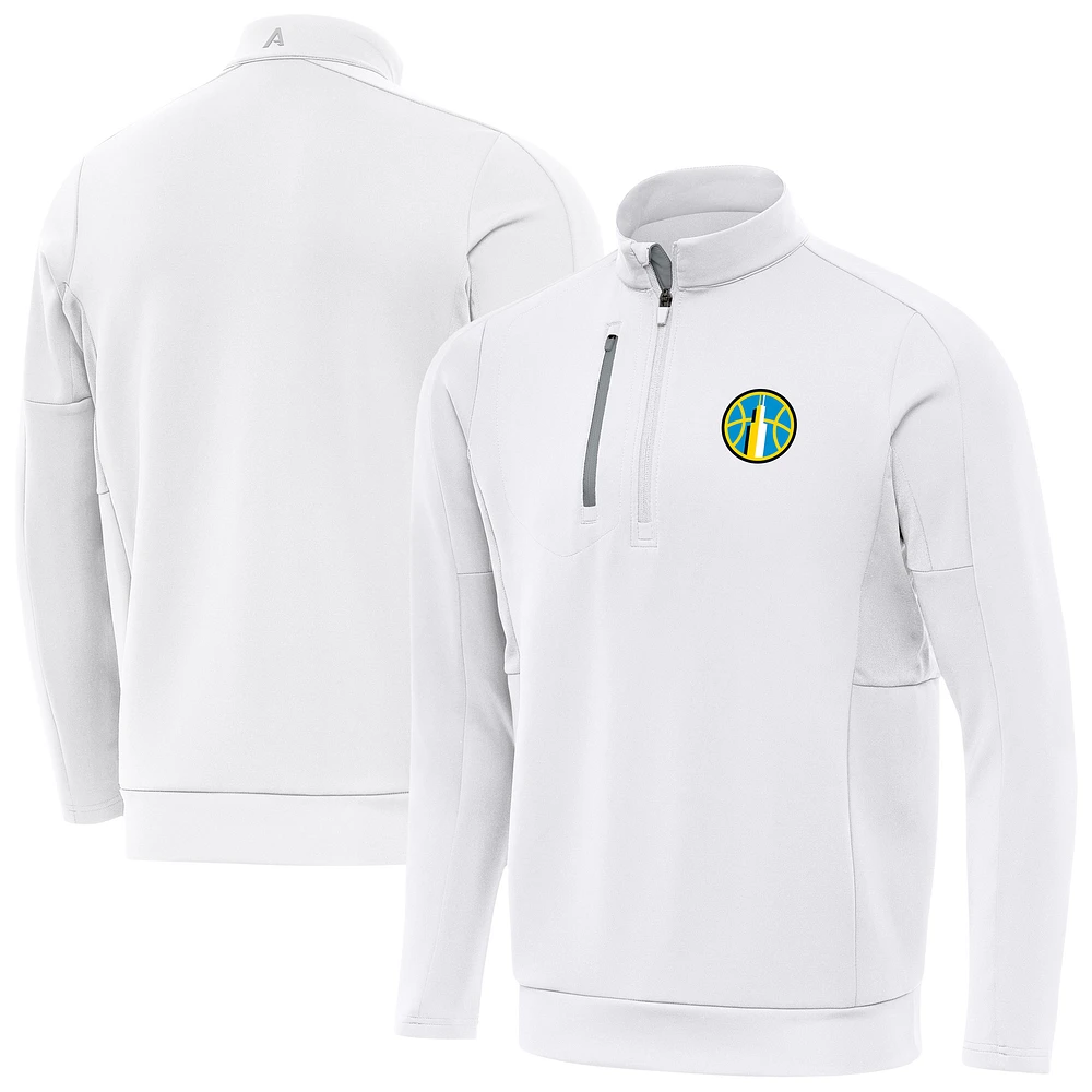 Men's Antigua White Chicago Sky Generation Quarter-Zip Pullover Top