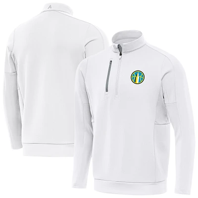 Men's Antigua White Chicago Sky Generation Quarter-Zip Pullover Top
