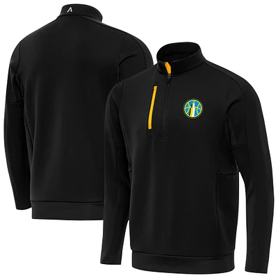 Men's Antigua Black Chicago Sky Generation Quarter-Zip Pullover Top