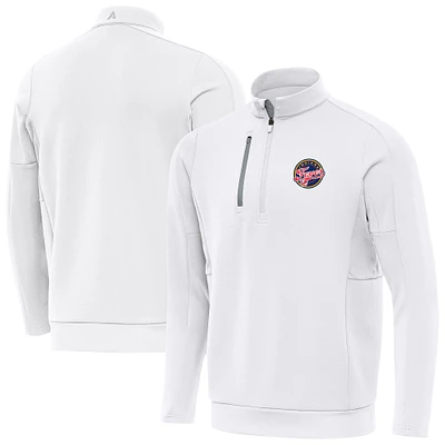 Men's Antigua White Indiana Fever Generation Quarter-Zip Pullover Top