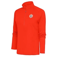 Women's Antigua Orange Connecticut Sun Tribute Half-Zip Top