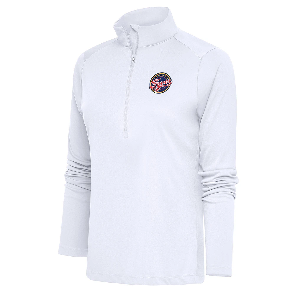 Women's Antigua White Indiana Fever Tribute Half-Zip Top