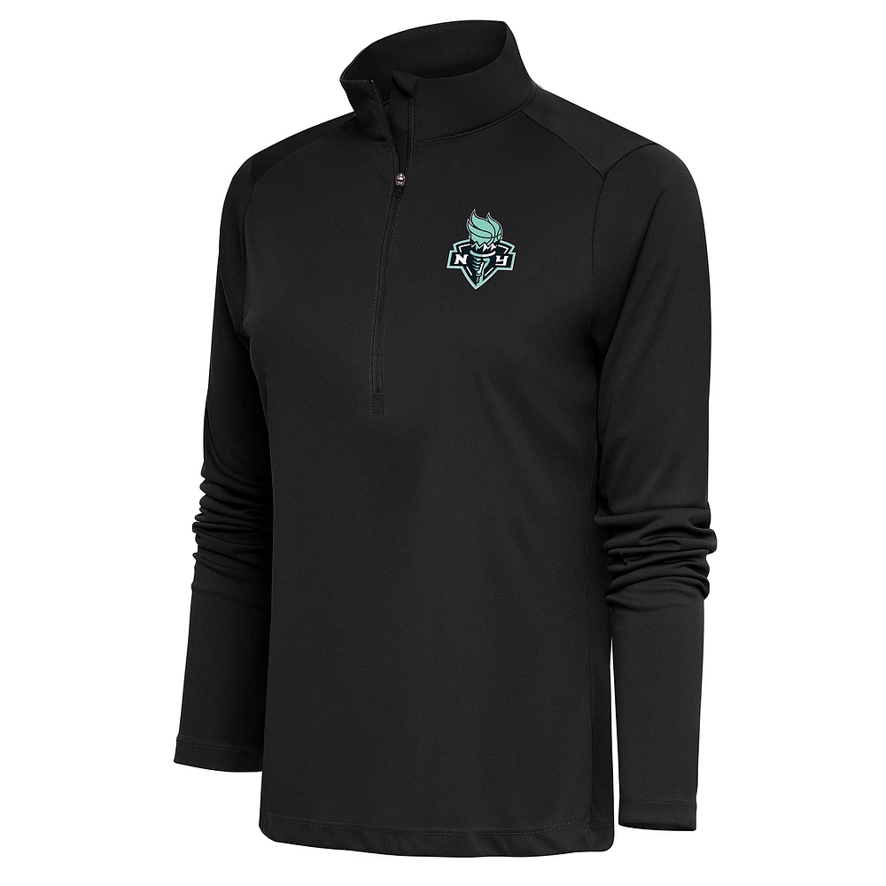 Women's Antigua Charcoal New York Liberty Tribute Half-Zip Top